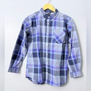 Tommy Hilfiger Navy and Light Blue Plaid Shirt Boys size L (16-18)